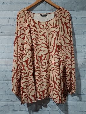 Bloom Chic Women's Ballon Sheer Sleeve Top Blouse Size 26  4X Office Business